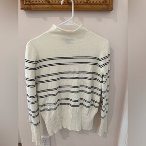 French Connection Cream and Black Striped Turtleneck Sweater